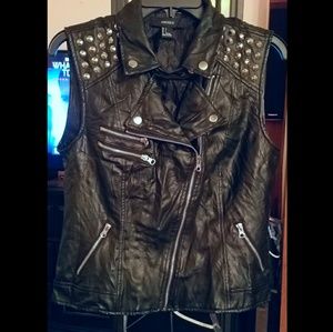 Forever 21 fake leather studded vest